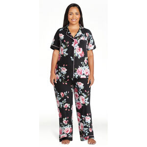 Women's Joyspun Plus Size XL Black Floral Pajama Set